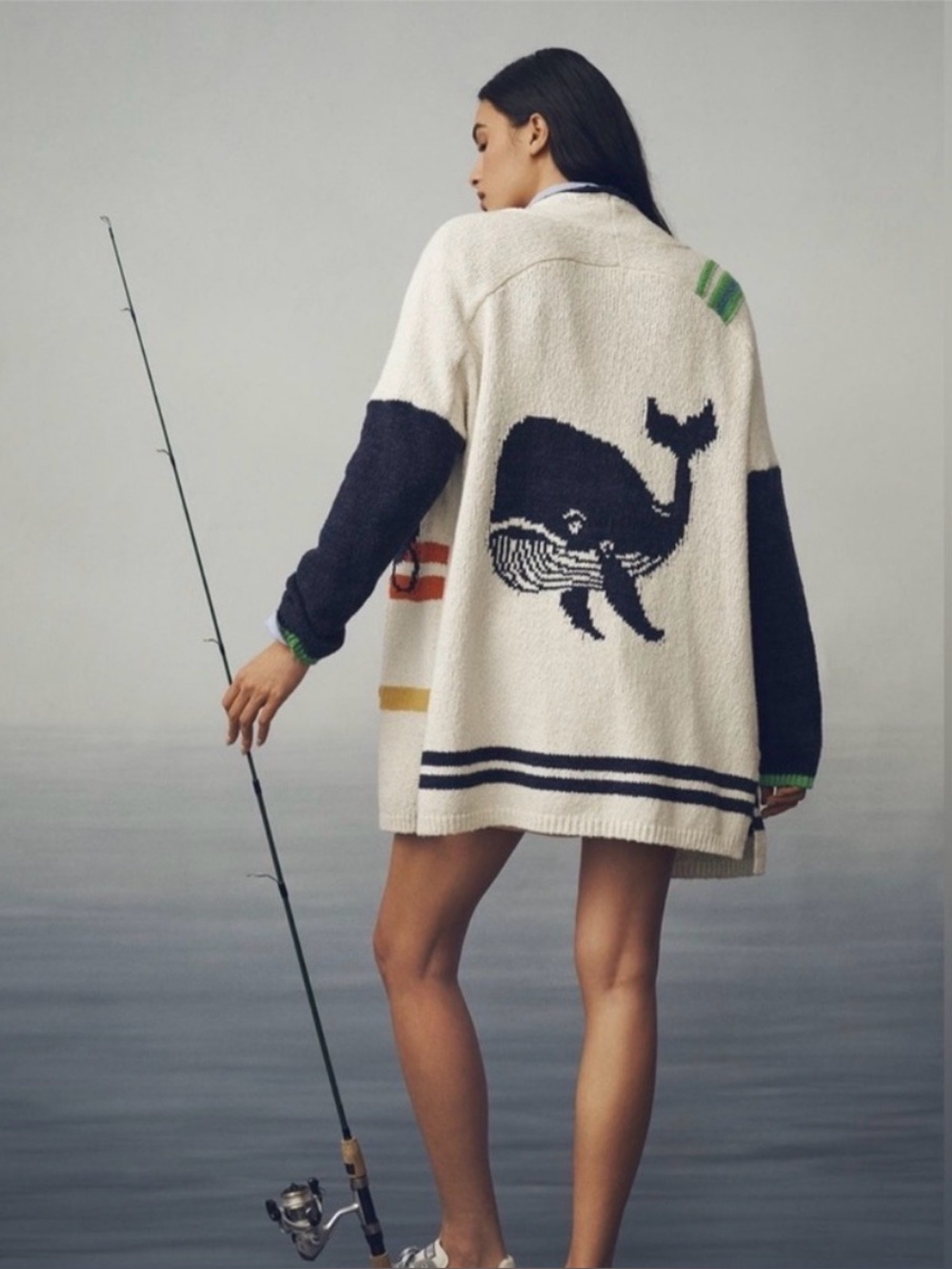 Anthropologie Maeve nautical buoy whale cardigan sweater